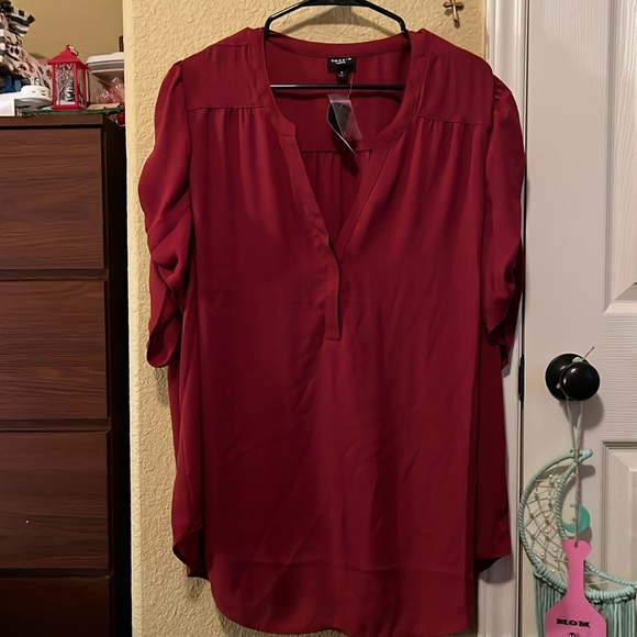 NWT Torrid Harper Blouse Harper Georgette Ruched Short Sleeve Blouse - Picture 1 of 7